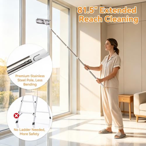 MUEE Window Squeegee with 81.5" Extension Pole, High Reach Window Cleaner - Image 2