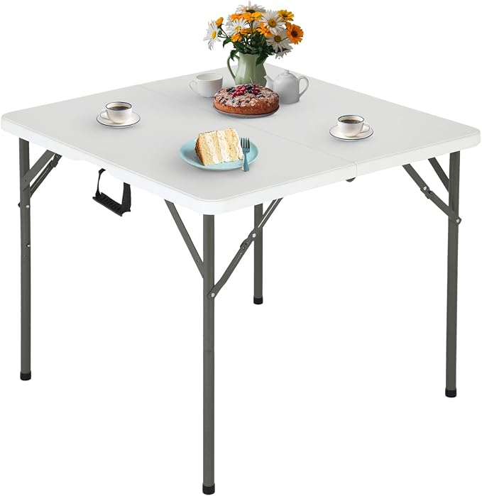 FDW 34" Folding Card Table Plastic, Portable Square Height by FDW