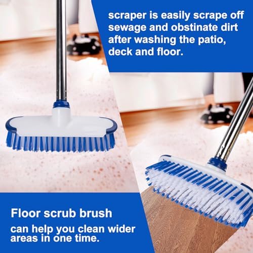 Floor Scrub Brush with Long Handle, 2 in 1 Deck Scrub Brush, Stiff Bristle - Image 5