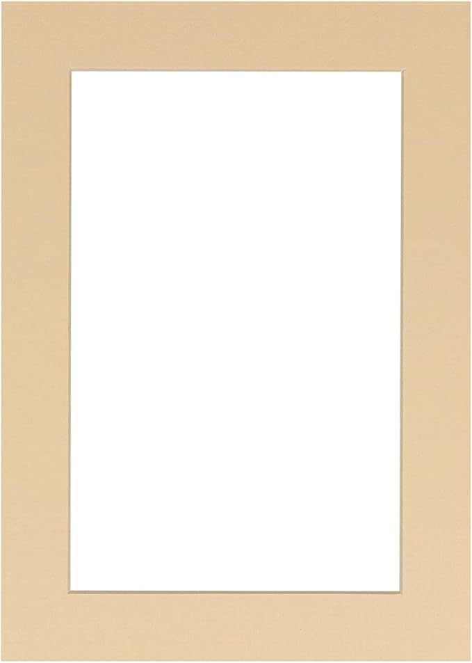 11x14 Mat Bevel Cut for 8.5x11 Photos - Acid Free Beige Precut Matboard With Backing Board and Crystal Clear, Self Seal Photo Mat Bag - For Pictures, Photos, Framing - 4-ply Thickness