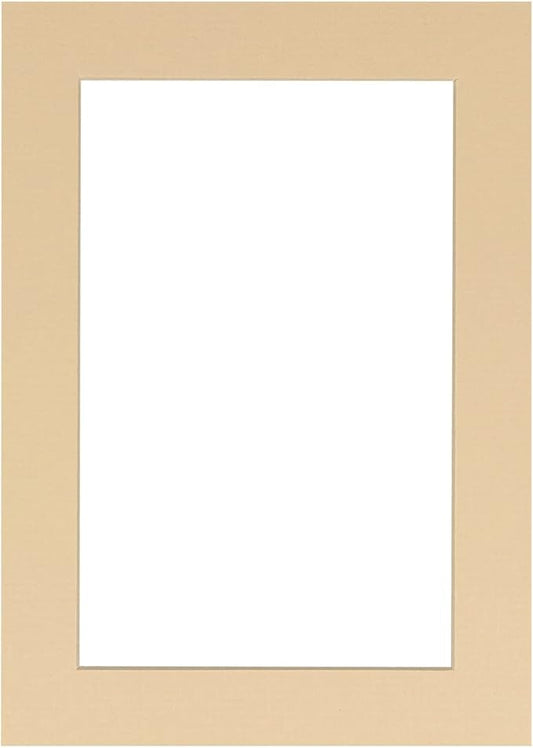 11x14 Mat Bevel Cut for 8.5x11 Photos - Acid Free Beige Precut Matboard With Backing Board and Crystal Clear, Self Seal Photo Mat Bag - For Pictures, Photos, Framing - 4-ply Thickness