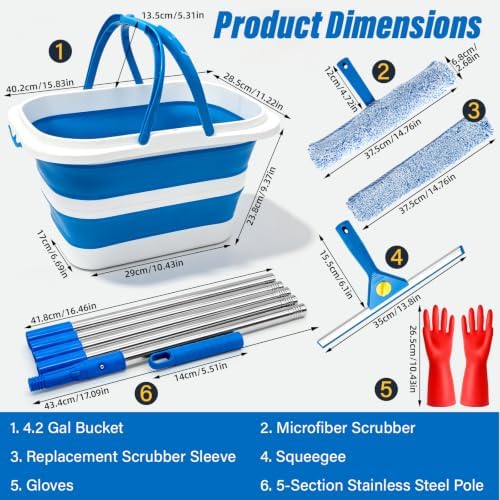 Window Cleaning Kit with Collapsible Bucket 4.2 Gallon - Image 2