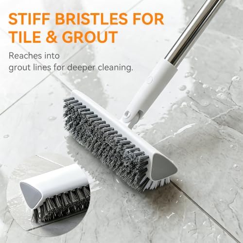Scrub Brush with Long Handle, Extends to 55 in, Pivoting Triangle Head - Image 3