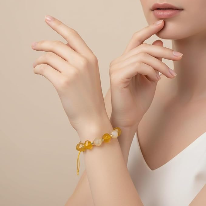 42pcs Natural Yellow Striped Agate Stone Beads - Image 5