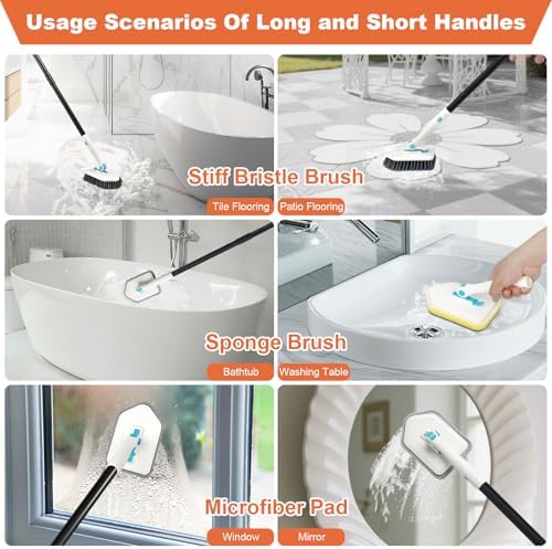 Long Handled Scrub Brush for Shower, 3-in-1 Cleaning Brushes - Image 5