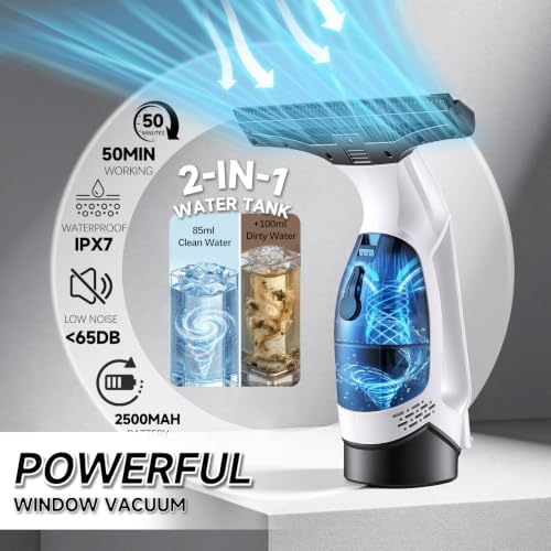 Window Vacuum Squeegee Cordless, 2000Pa Electric Window Cleaner - Image 4