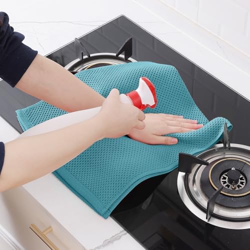 Homaxy 100% Cotton Waffle Weave Kitchen Towels, Lake Blue - Image 5