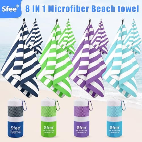 Sfee 4 Pack Microfiber Travel Towel, Beach Towel Quick Dry Towel Camping Towel - Image 2