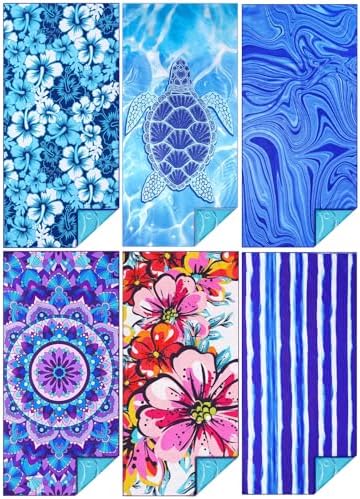 TwoYek Microfiber Beach Towel Extra Large 71x32 inches 6 Pack Bulk by TwoYek