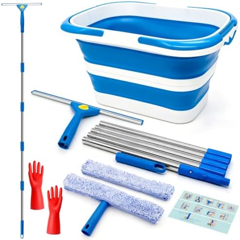 Window Cleaning Kit with Collapsible Bucket 4.2 Gallon by MENGBEI