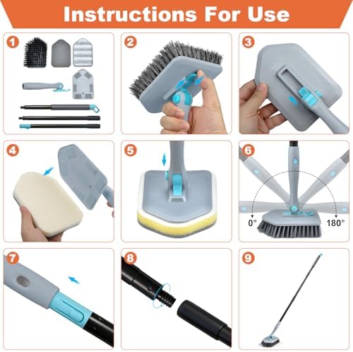Long Handled Scrub Brush for Shower, 3-in-1 Cleaning Brushes - Image 6