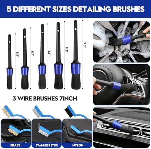 41Pcs Car Detailing Kit Detailing Brush Set Car Wash Cleaning Kit Blue - Image 6