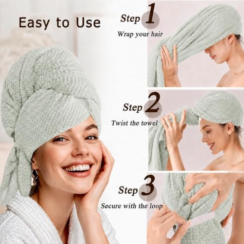 Large Microfiber Hair Wrap Towel - Image 2