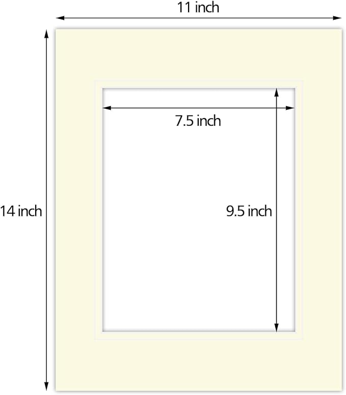 Golden State Art, 11x14 Double Mats for 8x10 - for Photos, Pictures, Frames - Acid-Free, 5 Pack, Ivory Over Ivory