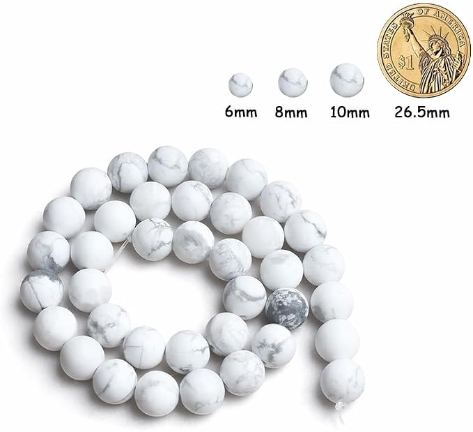 36pcs Natural Matte White Howlite Gemstone Beads，10mm Frosted Round Loose Stone - Image 2