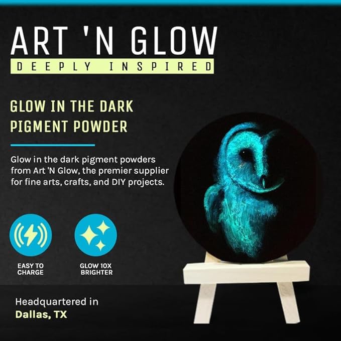 Glow in The Dark Pigment Powder - Neutral and Fluorescent Color for Art Painting, Fine Art, Nail Art Paint, and DIY Crafts - Long Lasting, 10+ Color Options - Neutral Sky Blue - (12 Grams/ .42oz)