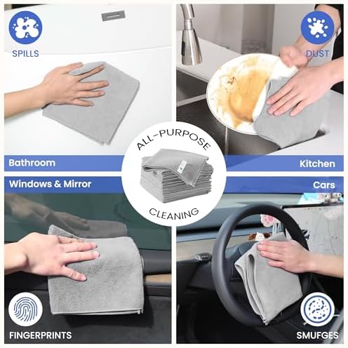 Microfiber Cleaning Cloths-12 Pack, Microfiber Towels - Image 3