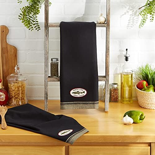 DII Woodlands Collection Dishtowel Set, Fish Embroidered, 2 Piece - Image 5