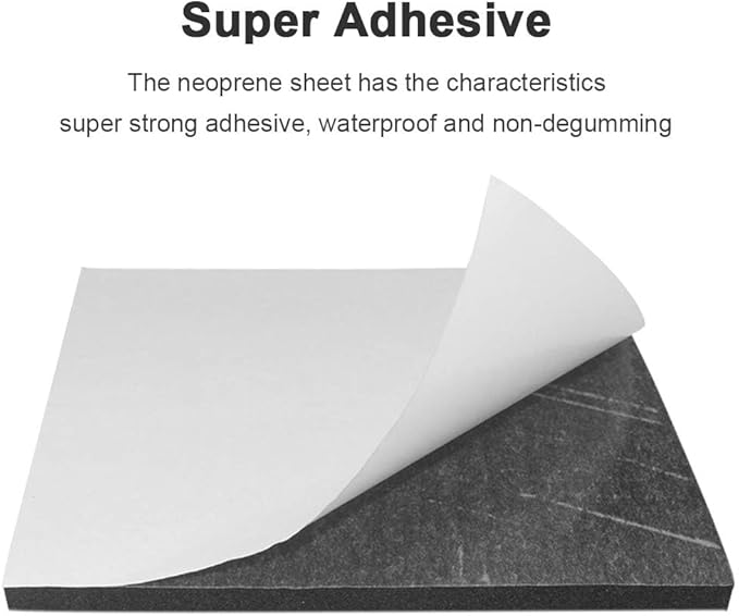 Foam Sheets with Adhesive Backing Padding Neoprene Rubber Mat Closed Cell Sheet Anti-Slip Insulation Rubber Anti Vibration Square Pad (6" x 6" x 1/2", 8 Pcs)