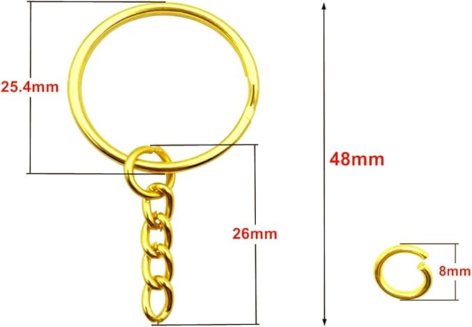 100Sets 1 inch Keychain Rings Golden Split Round Key Ring - Image 2