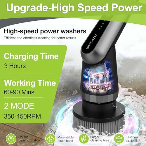Dreazu Pro Electric Spin Scrubber, 10‑in‑1 Shower Scrubber - Image 6