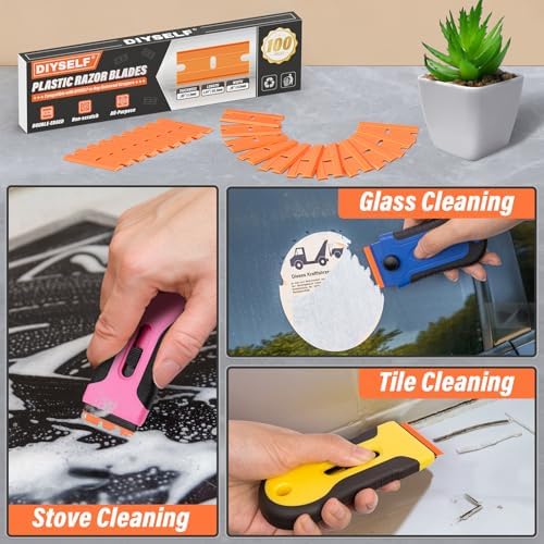 DIYSELF 100 Pack Plastic Razor Blades, Replacement Plastic Scraper Blades - Image 5