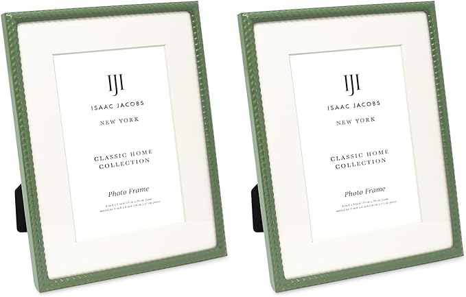 Isaac Jacobs 6x8 Green Metal Rope Border Picture Frame, Horizontal & Vertical by IsaacJacobs