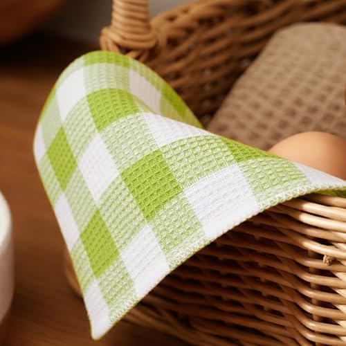 Waffle Weave Plaid Dish Cloth, Dish Cloth 12x12"Set/ 8 - Image 5