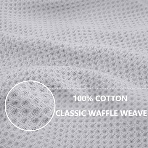 Homaxy 100% Cotton Waffle Weave Kitchen Towels, Light Gray - Image 2
