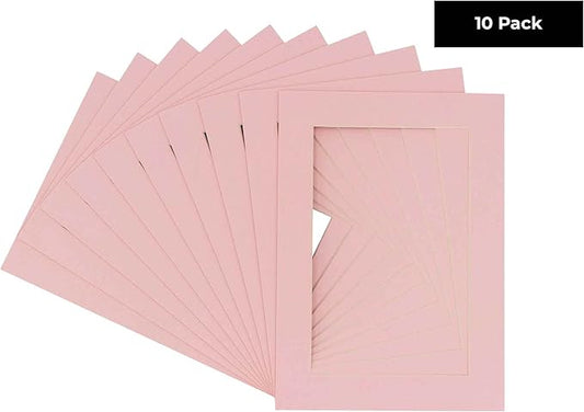 11x14 Mat for 8.5x11 Photo - Precut Soft Pink Picture Matboard for Frames 11 x 14 Inches - Bevel Cut Matte to Display Art 8.5 x 11 Inches - Acid Free Pack of 10 MATS with Backing Boards & Clear Bags