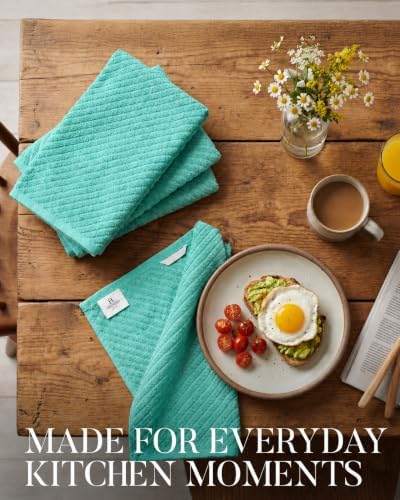 Bumble Kitchen Towels, 100% Cotton, Dish Towels Aqua - Image 2