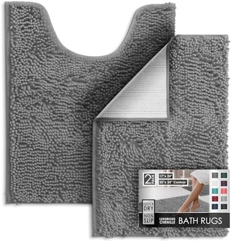 Hearth & Harbor Bathroom Rugs, Chenille Bath Mat by HearthHarbor