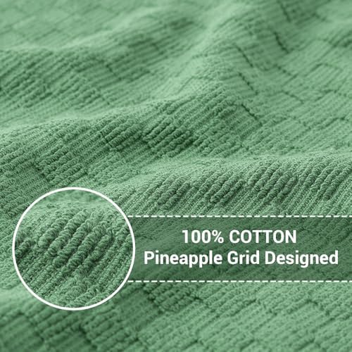 Homaxy 100% Cotton Terry Dish Cloths, Grass Green - Image 2