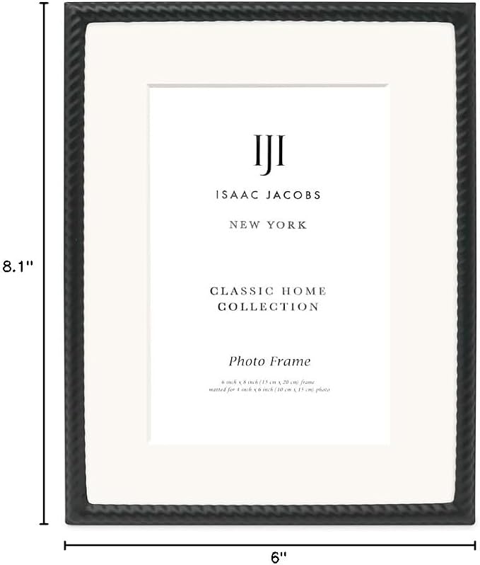 Isaac Jacobs 6x8 Black Metal Rope Border Picture Frame, Horizontal & Vertical - Image 4