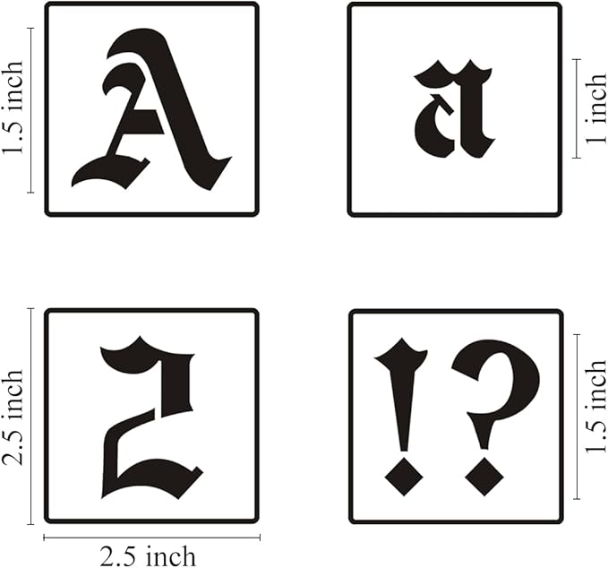 1.5 Inch Alphabet Letter Stencils for Painting - 70 Pack Old English Letter Stencil Templates with Numbers and Signs for Painting on Wood, Reusable Letter Stencils for Chalkboard Wood Signs & Wall Art