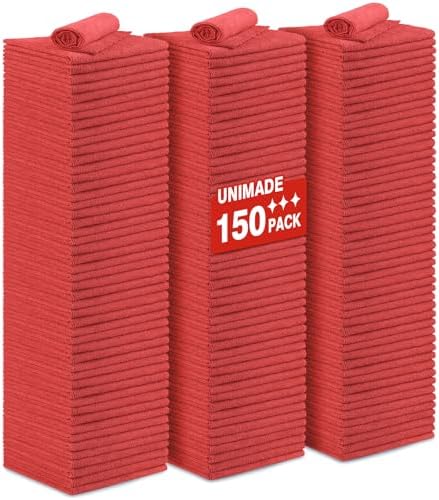 UNIMADE Shop Towels Rags, 150 Pack Reusable Microfiber Cleaning Cloth by Unimade