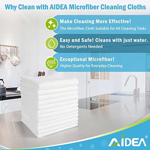 AIDEA White Microfiber Cleaning Cloth, Cleaning Rags, 11.5"×11.5" - Image 2