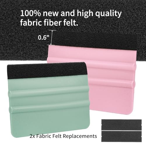 AMZDEPOT 2 Pcs Felt Edge Squeegee 4 Inch Teal and Pink - Image 3