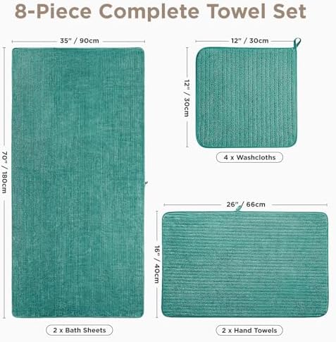 8 Piece Bath Towels Set, 2 Oversized 35 * 70 in Bath, 2 Hand, 4 Wash - Image 2