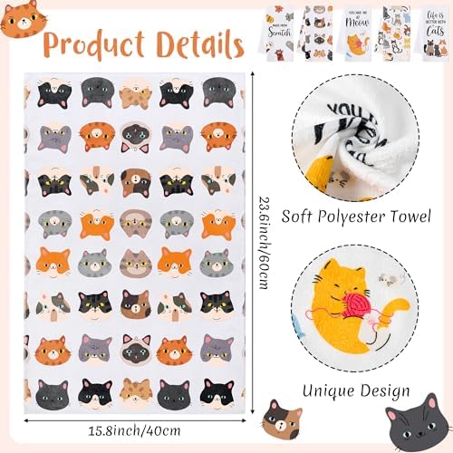 R HORSE 5Pcs Funny Cat Kitchen Towel Funny Saying Dish Towel Cat Lover Gift - Image 3
