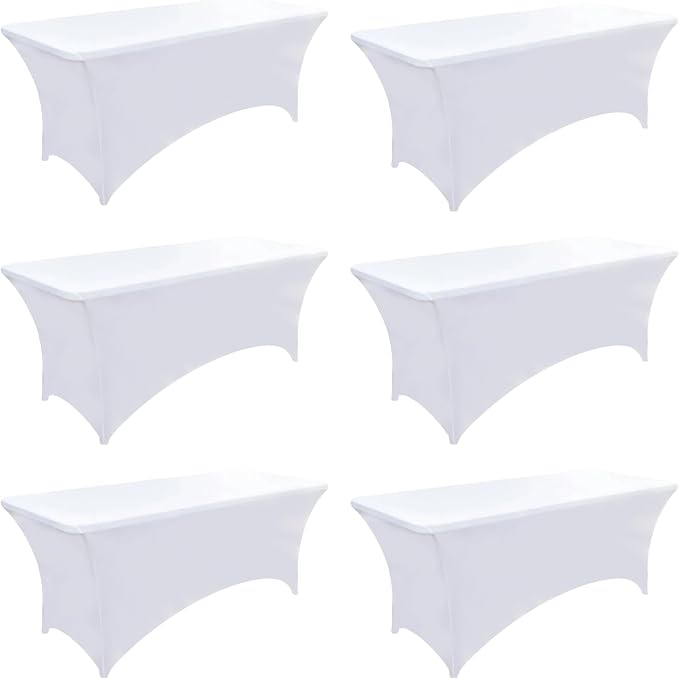 6-Pack 8ft White Spandex Table Covers by Unknown