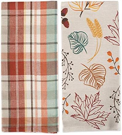 DII Fall Basics Kitchen Dishtowel Collection Printed & Plaid Fall Dish Towel Set - Image 2