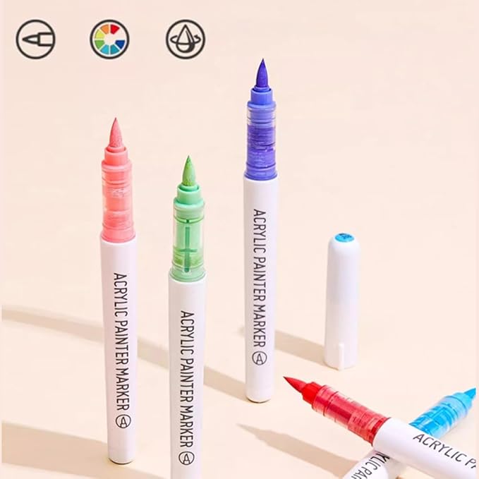 126 Colors Acrylic Paint Markers, Soft Brush Tip Acrylic Paint Pens for Paper, Rock Painting, Glass, Mugs, Fabric, Water Based Drawing Marker Set, Acrylic Painter Ink