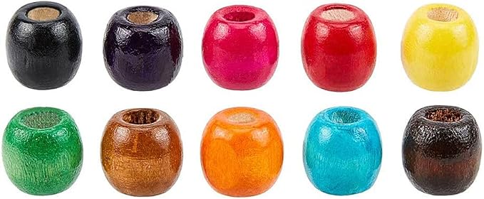 200Pcs Large Hole Wood Beads, BetterJonny Assorted Color Wooden Beads Hair - Image 4