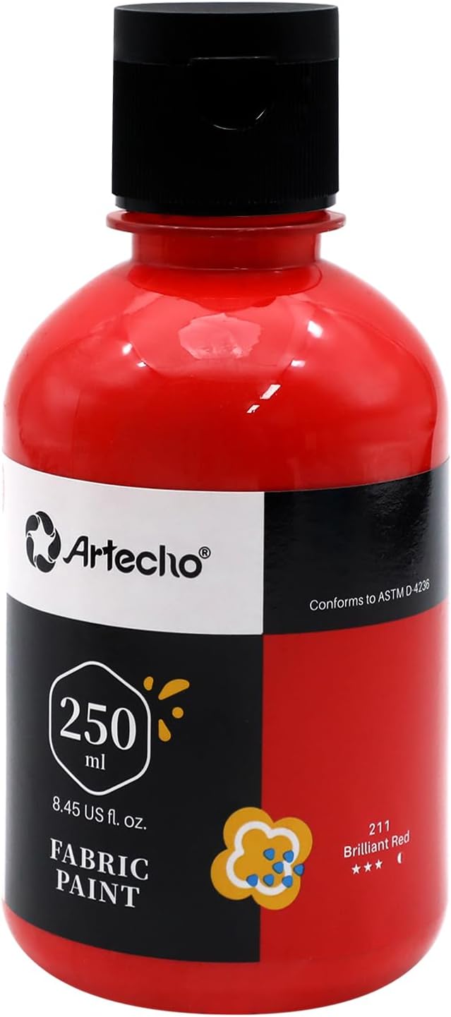 Artecho Red Fabric Paint, 250 ml / 8.45 oz Permanent Clothing Paint by Artecho