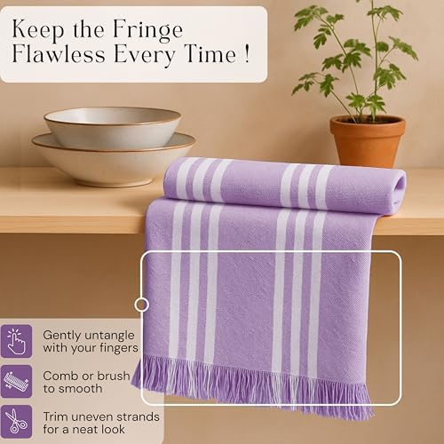 Striped Kitchen Towels 4 Pack, 16x26 Inches, 100% Cotton, Absorbent Dish Towels - Image 6