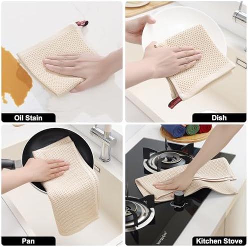 Homaxy 12 Pack 100% Cotton Kitchen Towels and Dishcloths Set - Image 5