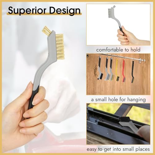 Wire Brush for Cleaning, Small Brass Steel Nylon Brush, Metal Rust Remover - Image 5