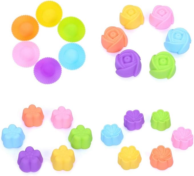 Mini Silicone Muffin Cups, 24 Pack Reusable Cupcake Molds, Round | Nonstick 2 - Image 6