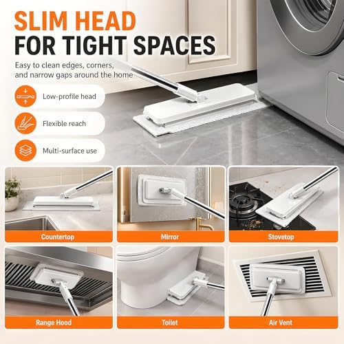 Hands Free Flat Mop, 43.4" Handle, Shark Grip, 2-in-1 Mop & Glass Scrubber - Image 4